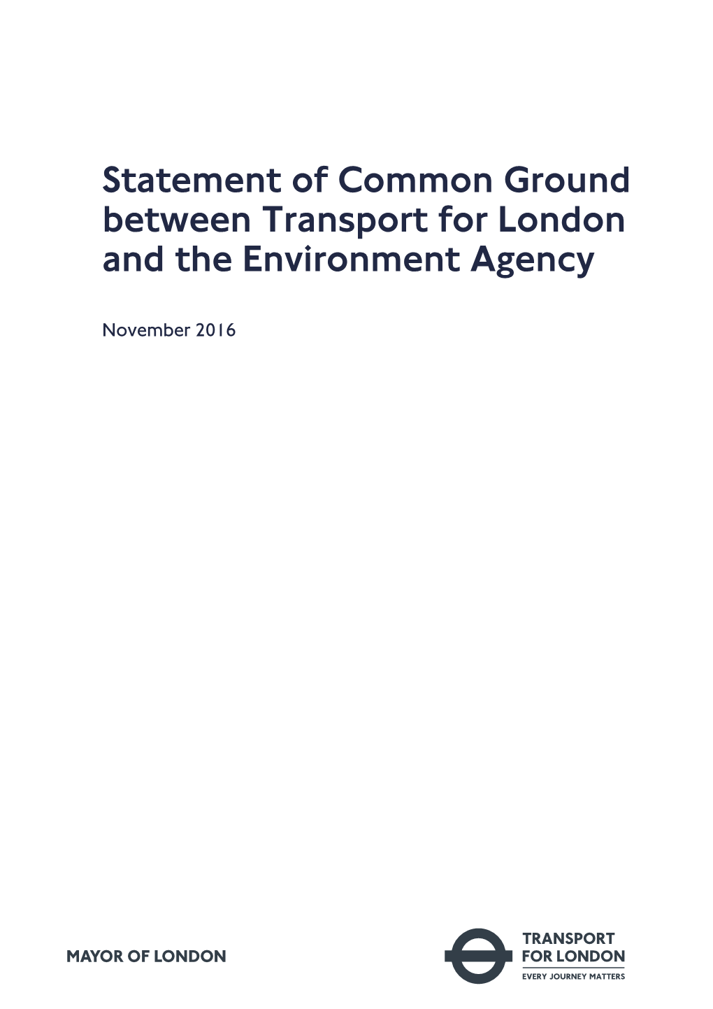 Statement of Common Ground Between Transport for London and the Environment Agency