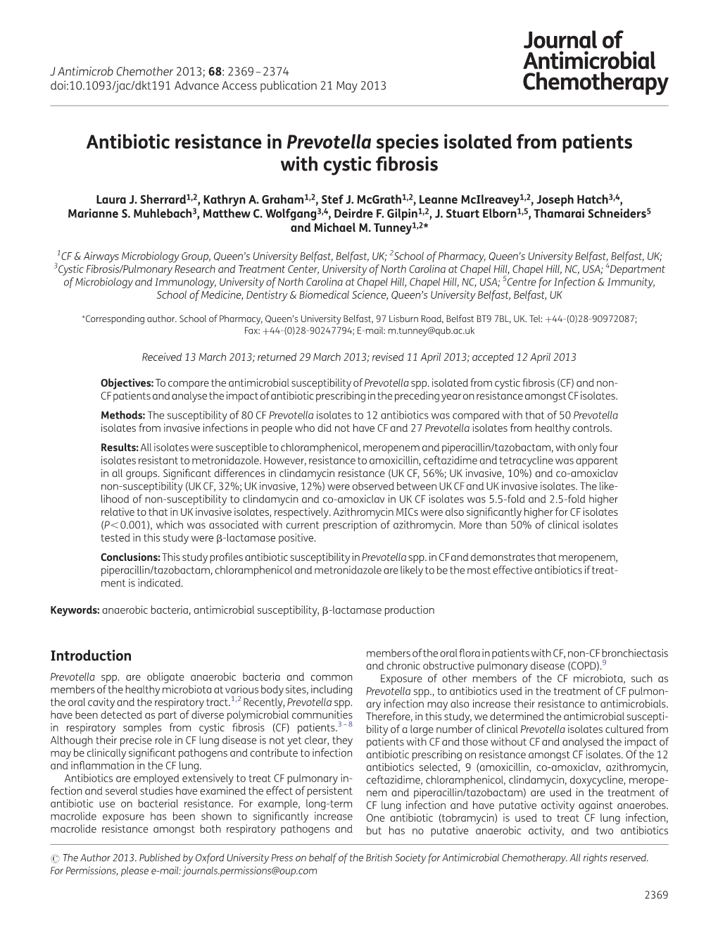 Antibiotic Resistance in Prevotella Species Isolated from Patients with ...