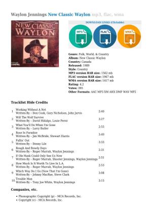 Waylon Jennings New Classic Waylon Mp3, Flac, Wma