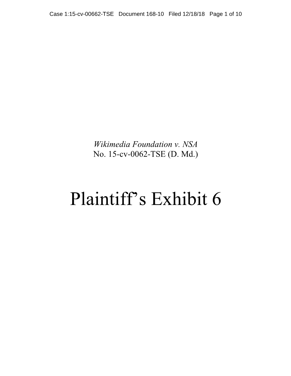 Plaintiff's Exhibit 6