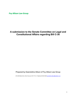 A Submission to the Senate Committee on Legal and Constitutional Affairs Regarding Bill C-36