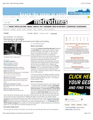 Metro Times - Music: Nursing a Grudge 6/2/13 12:56 AM