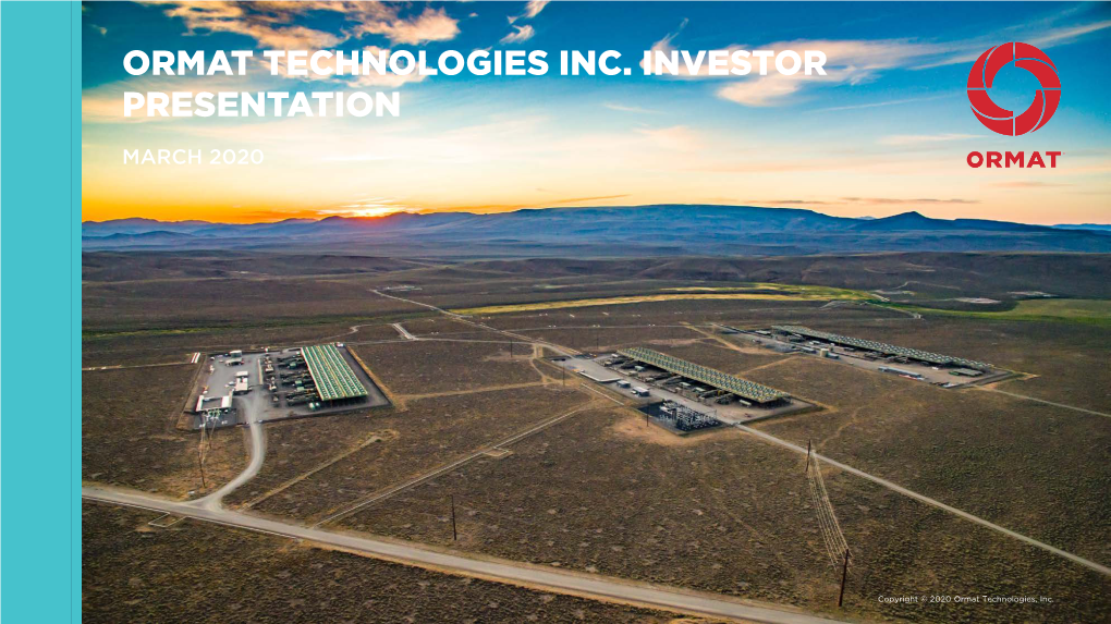 Ormat Technologies Inc. Investor Presentation