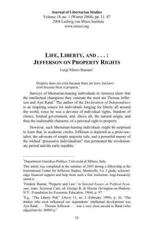 Life, Liberty, and . . .: Jefferson on Property Rights