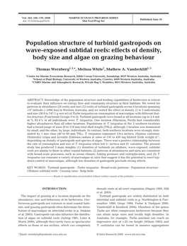 Population Structure of Turbinid Gastropods on Wave-Exposed Subtidal Reefs: Effects of Density, Body Size and Algae on Grazing Behaviour