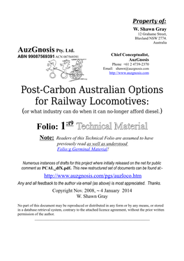 Post-Carbon Australian Options for Railway Locomotives