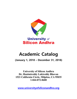 Academic Catalog (January 1, 2018 – December 31, 2018)