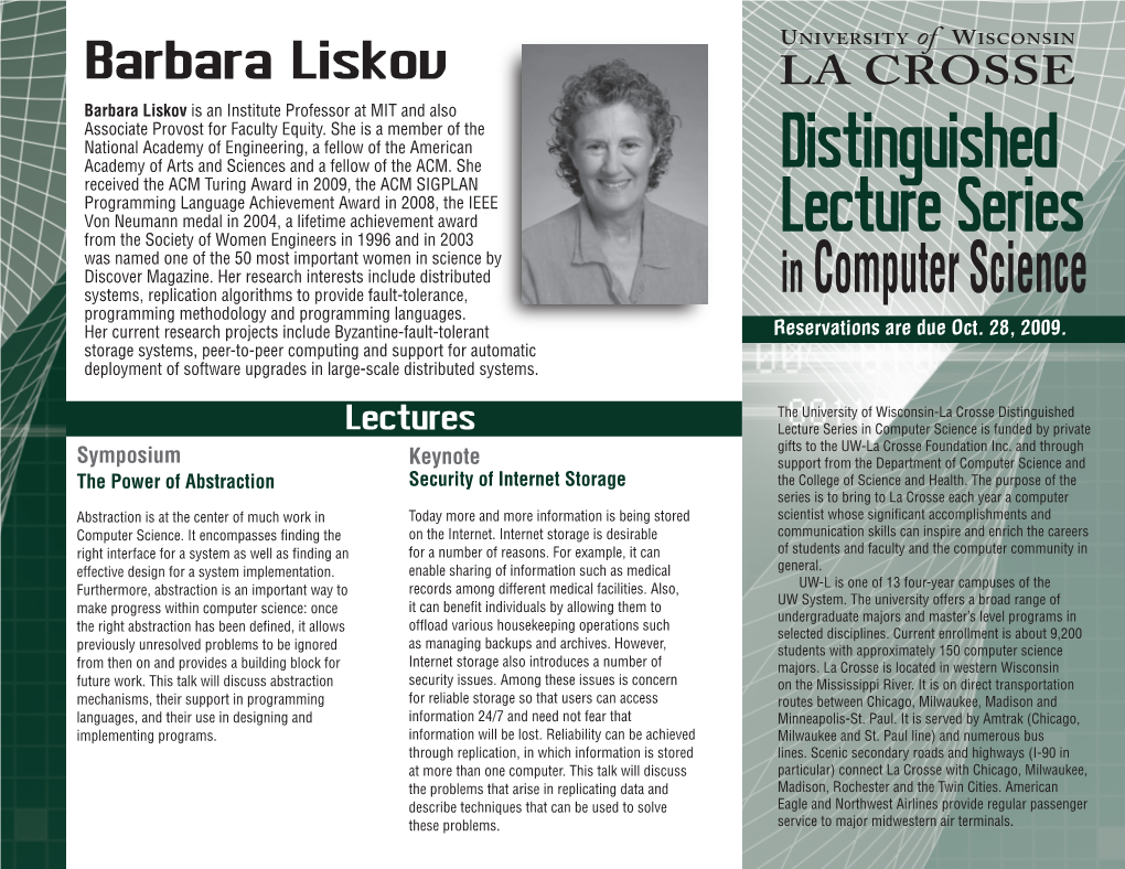 Barbara Liskov Barbara Liskov Is an Institute Professor at MIT and Also Associate Provost for Faculty Equity