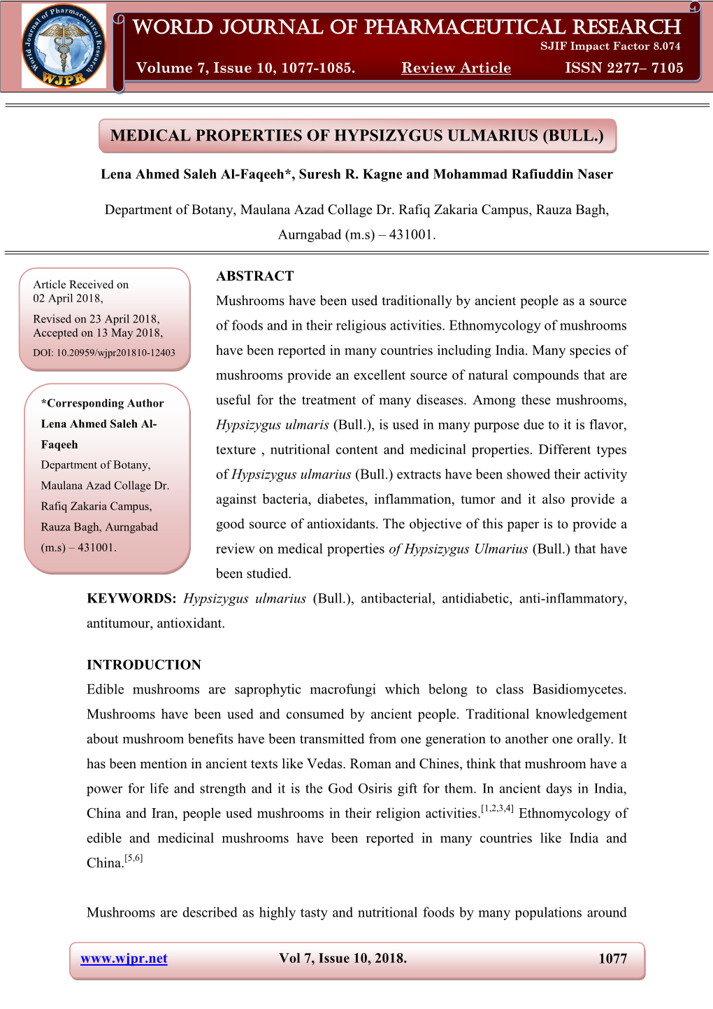 World Journal of Pharmaceutical Research Lena Et Al