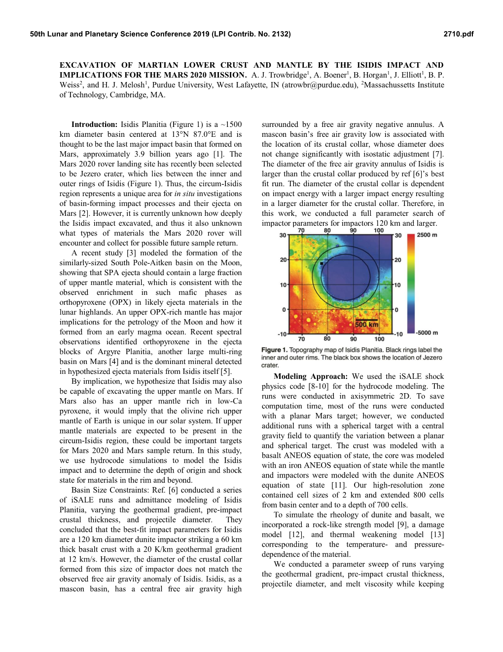 Excavation of Martian Lower Crust and Mantle by the Isidis Impact and Implications for the Mars 2020 Mission