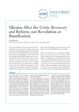Ukraine After the Crisis