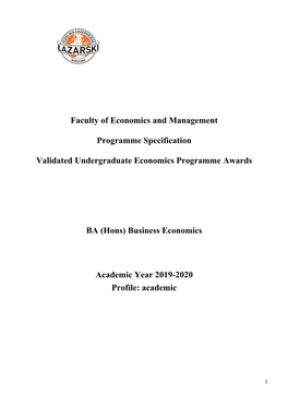 Faculty of Economics and Management Programme
