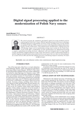 Digital Signal Processing Applied to the Modernization of Polish Navy Sonars