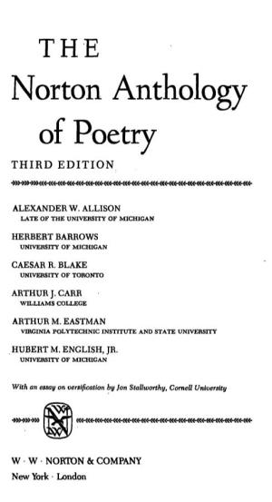 Norton Anthology of Poetry THIRD EDITION