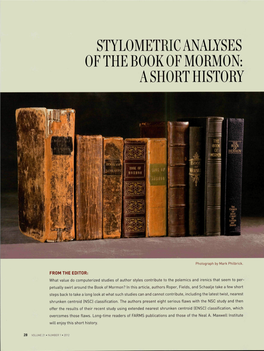 Stylometric Analyses of the Book of Mormon: a Short History