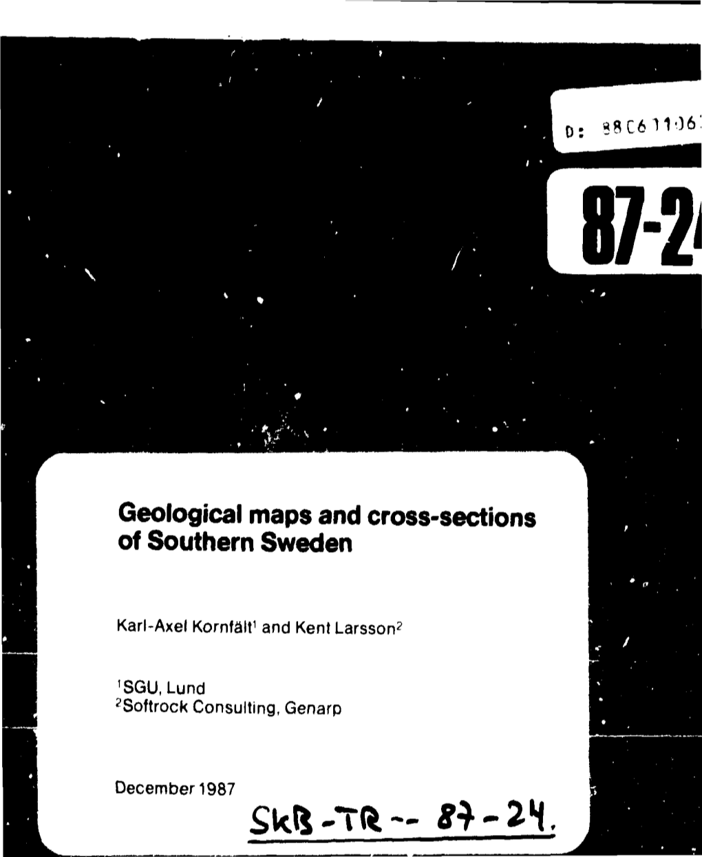 Skfc-Tft- GEOLOGICAL MAPS and CROSS-SECTIONS of SOUTHERN SWEDEN