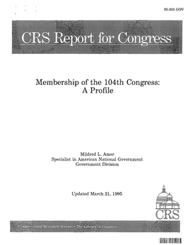 Membership of the 104Th Congress: a Profile