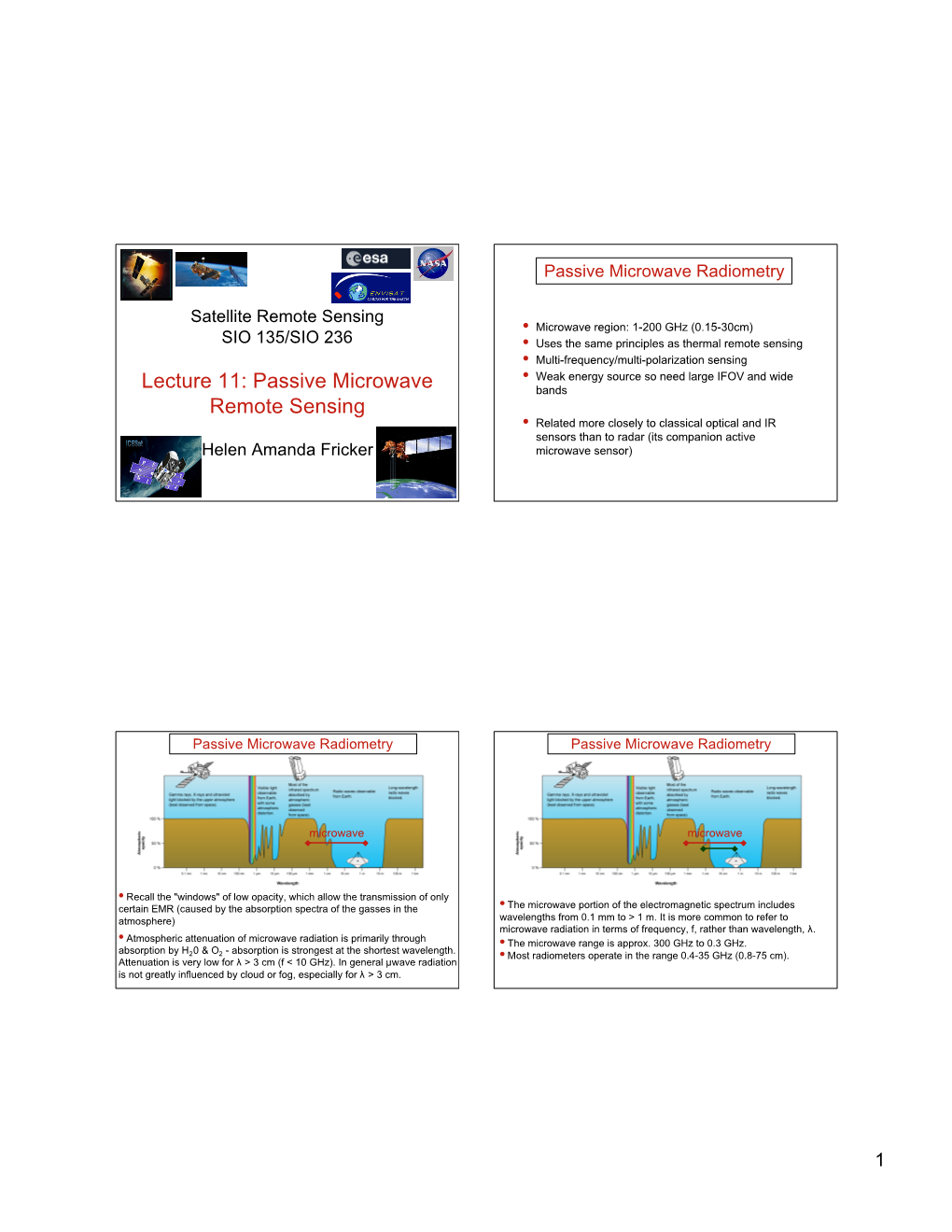 Lecture 11: Passive Microwave Remote Sensing