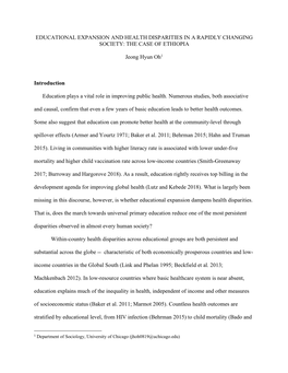 Educational Expansion and Health Disparities in a Rapidly Changing Society: the Case of Ethiopia