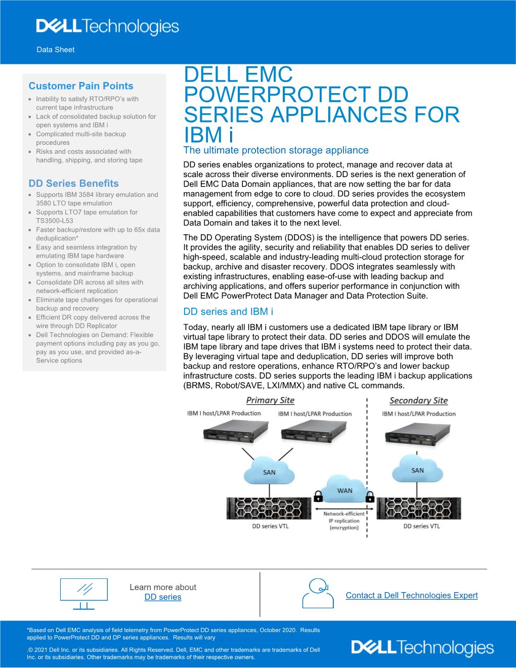 DELL EMC POWERPROTECT DD SERIES APPLIANCES for IBM I