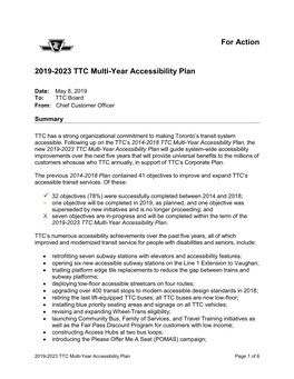 2019-2023 TTC Multi-Year Accessibility Plan