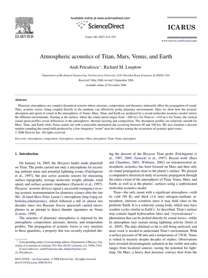 Atmospheric Acoustics of Titan, Mars, Venus, and Earth
