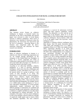 Collective Intelligence in Humans: a Literature Review