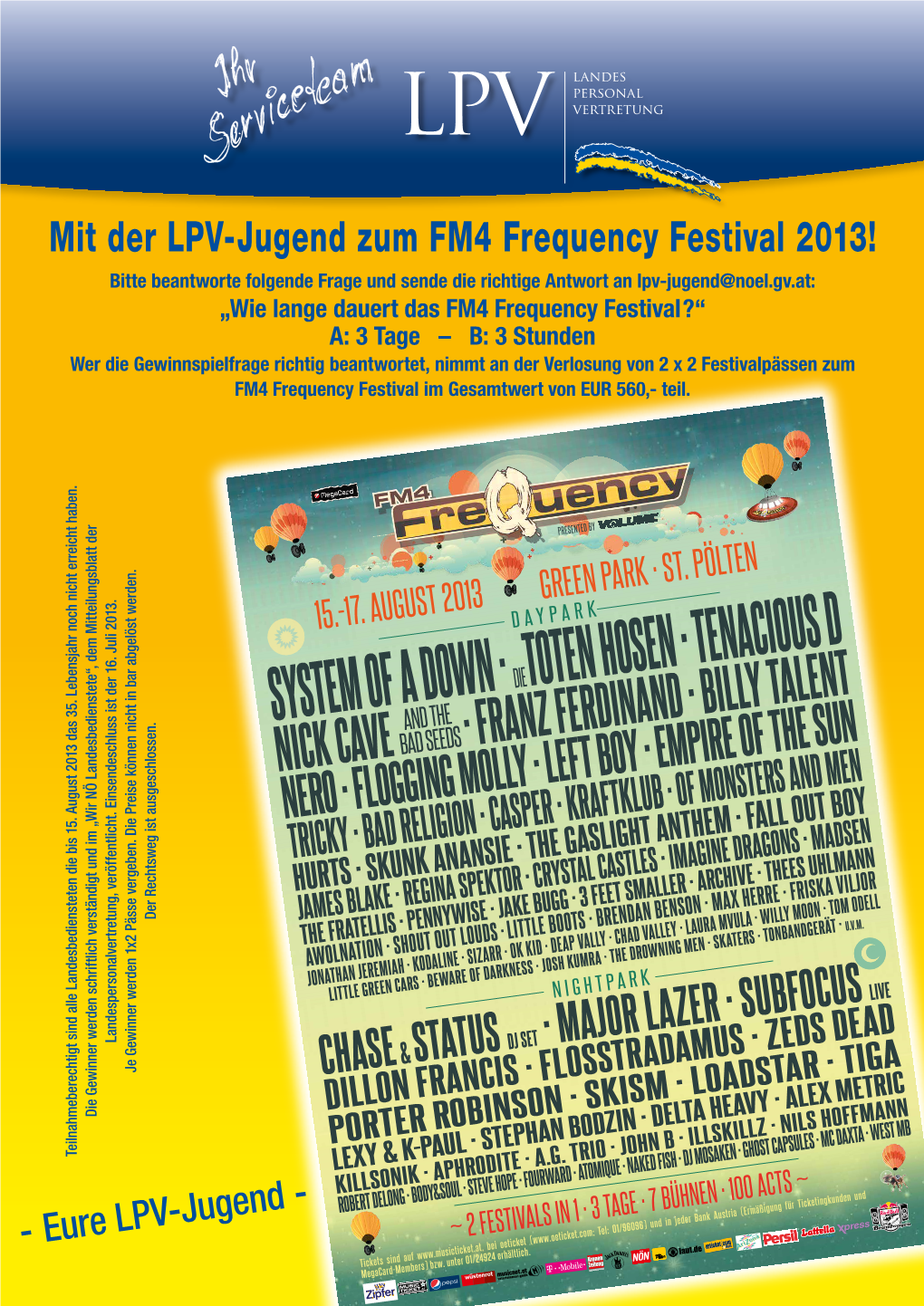 Mit Der LPV Jugend Zum FM4 Frequency Festival 2013