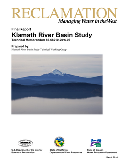 2016. Klamath River Basin Study