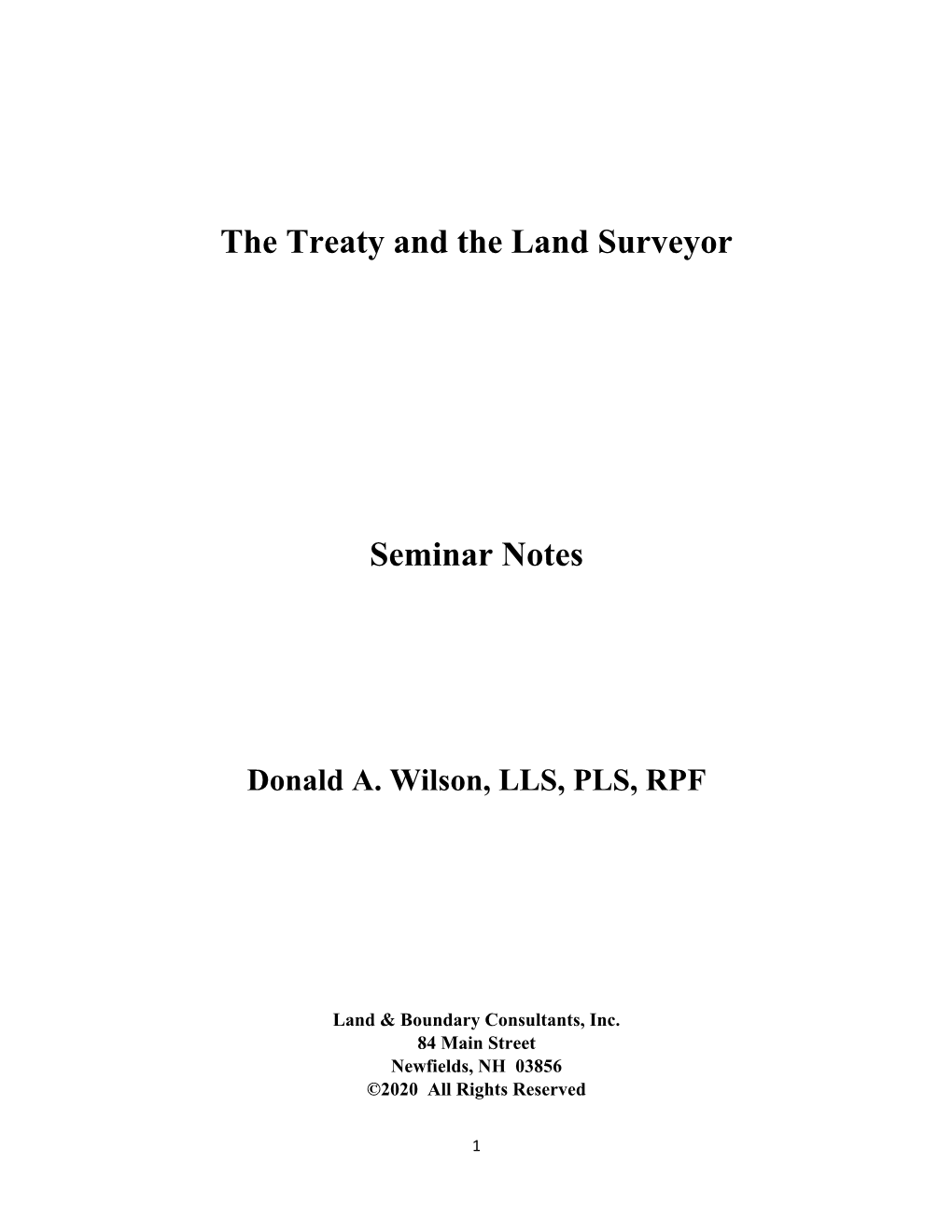 The Treaty and the Land Surveyor