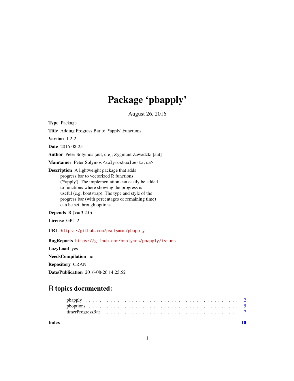 Package 'Pbapply'