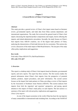 A General Review of China's Fruit Import Status