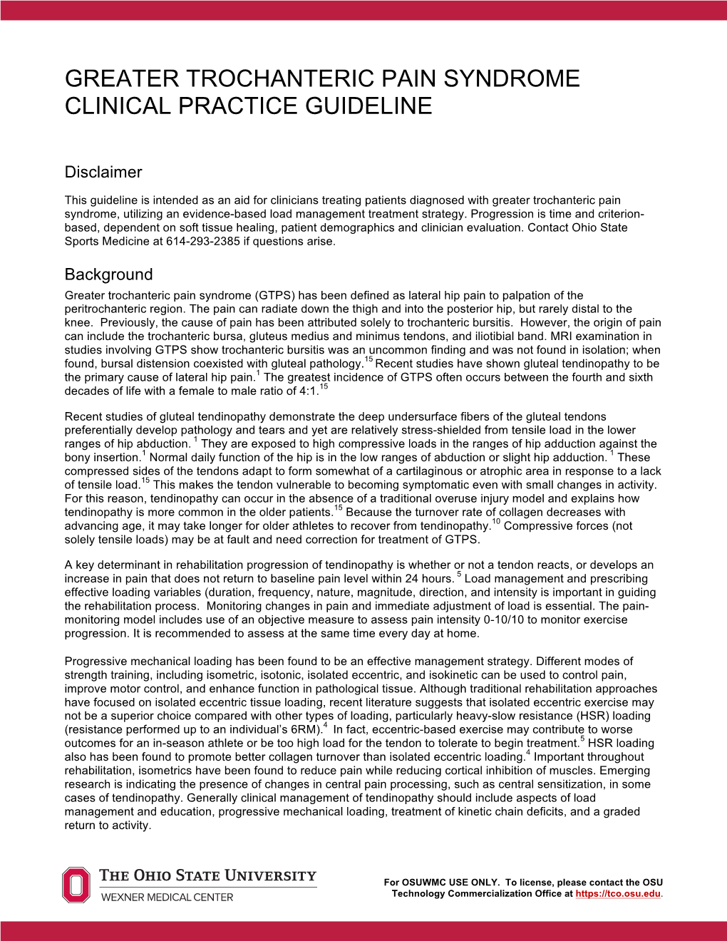 Greater Trochanteric Pain Syndrome Clinical Practice Guideline