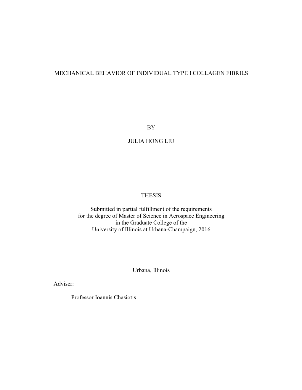 Mechanical Behavior of Individual Type I Collagen Fibrils