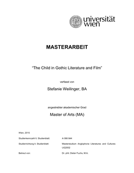 The Child in Gothic Literature and Film”