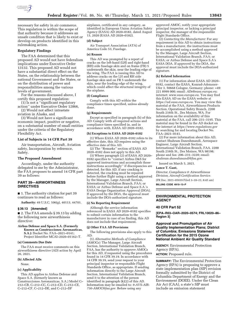 Federal Register/Vol. 86, No. 46/Thursday, March 11, 2021