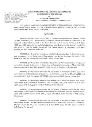 Declaration of Restrictions of Valhalla Subdivision