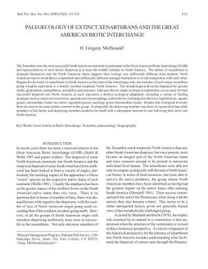 Paleoecology of Extinct Xenarthrans and the Great American Biotic Interchange