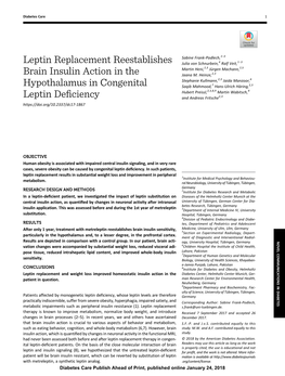 Leptin Replacement Reestablishes Brain Insulin Action in The