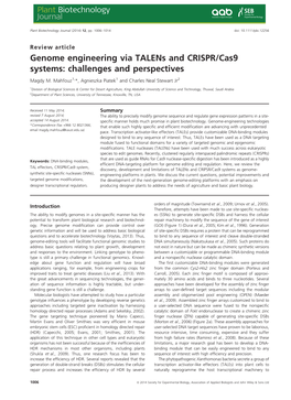 Genome Engineering Via Talens and CRISPR/Cas9 Systems: Challenges and Perspectives