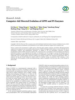 Research Article Computer-Aid Directed Evolution of GPPS and PS Enzymes