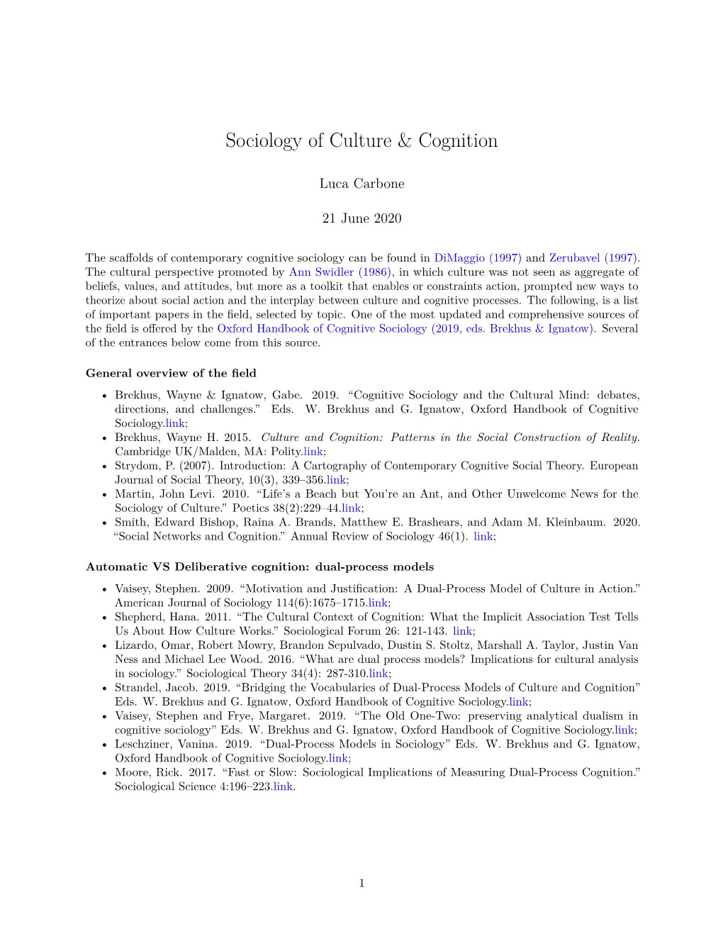Sociology of Culture & Cognition