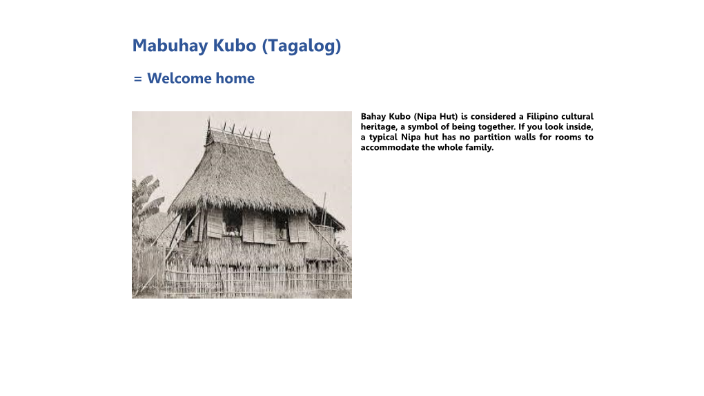 Mabuhay Kubo (Tagalog)