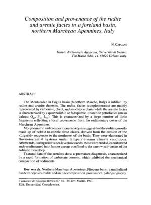 Composition and Provenance of the Rudite and Arenite Facies in Aforeland Basin, Northern Marchean Apennines, Italy
