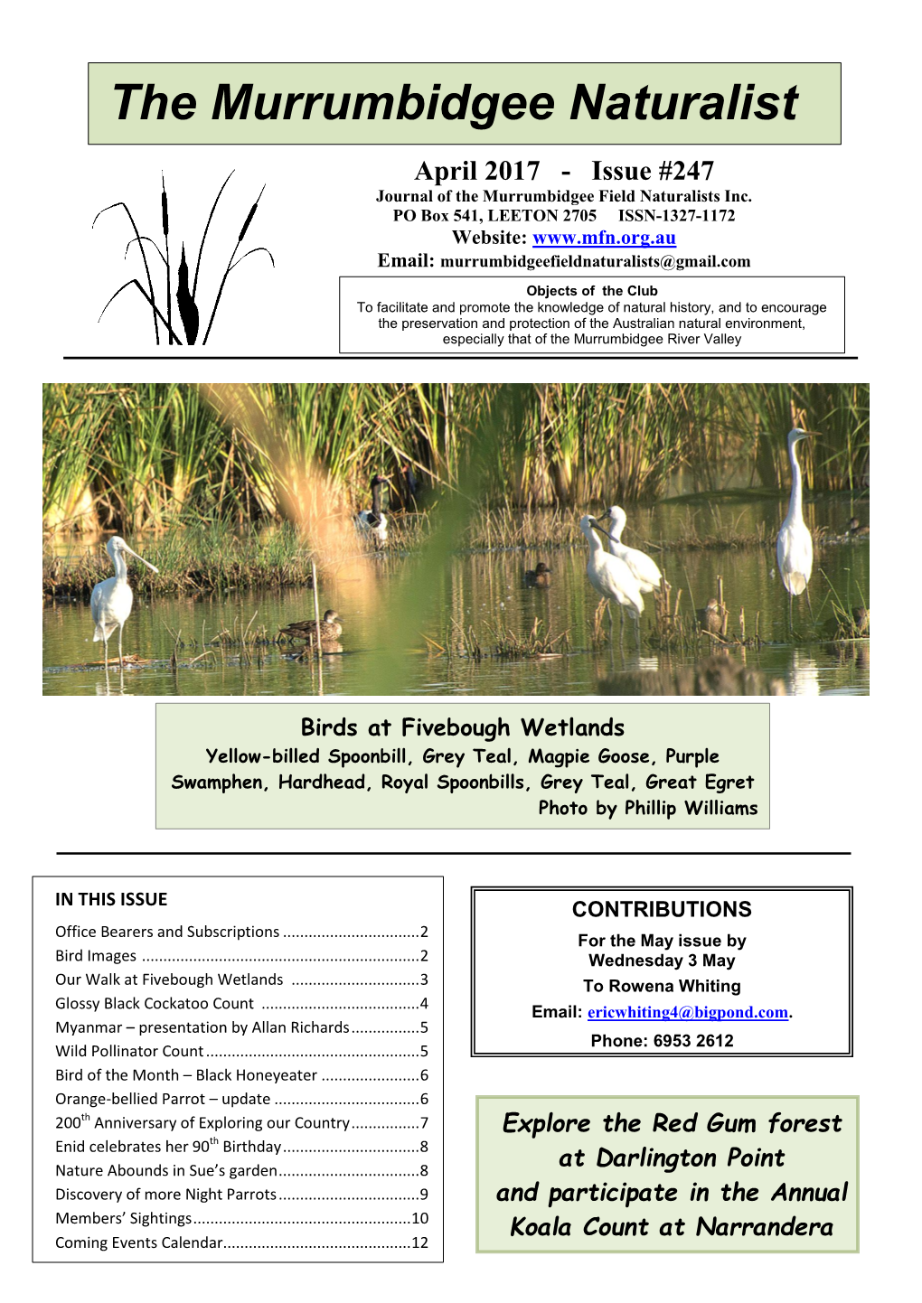 Issue #247 Journal of the Murrumbidgee Field Naturalists Inc