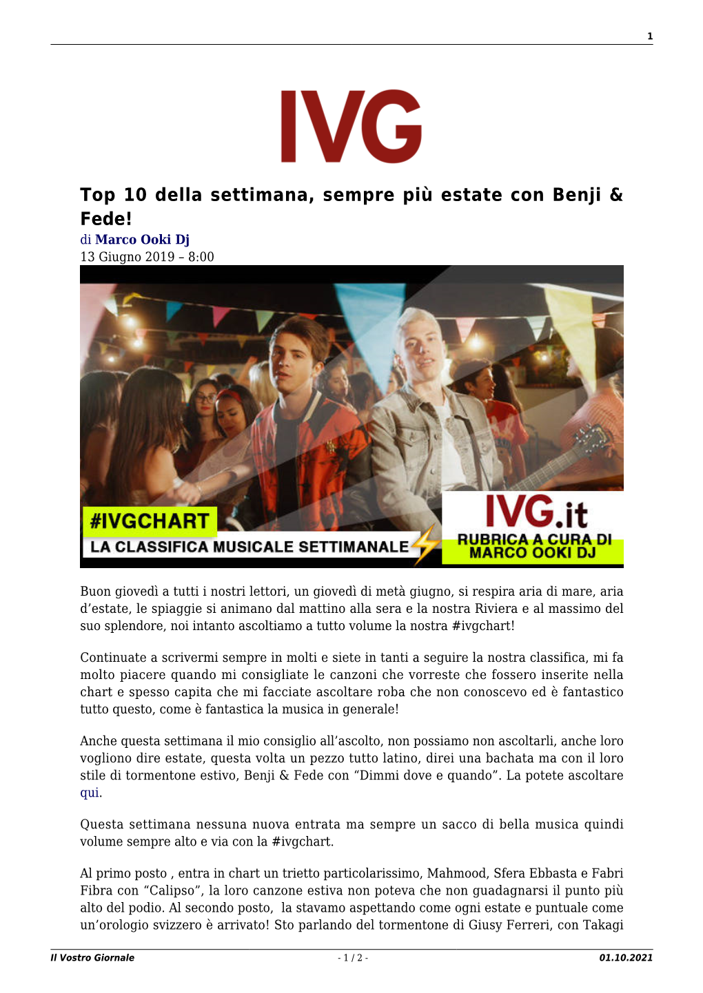 Il Vostro Giornale - 1 / 2 - 01.10.2021 2