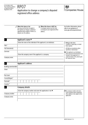 RP07 Application to Change a Company's Disputed