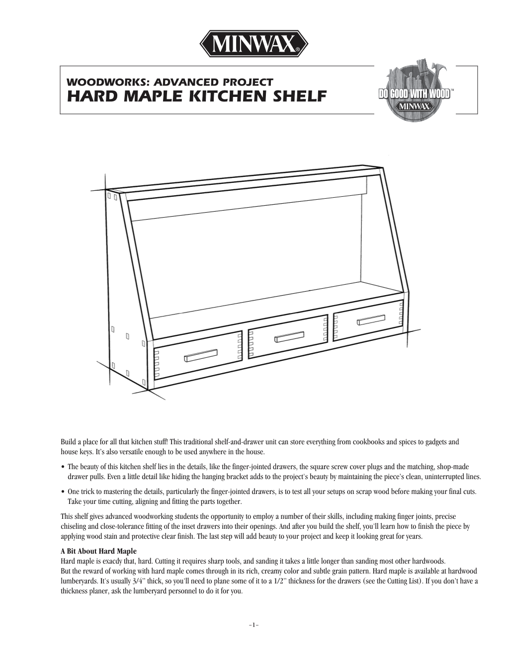 Hard Maple Kitchen Shelf