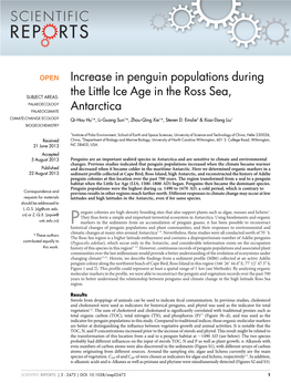 Increase in Penguin Populations During the Little Ice Age in the Ross