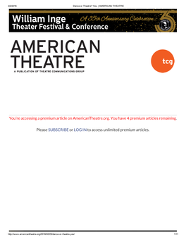Dance Or Theatre? Yes. | AMERICAN THEATRE